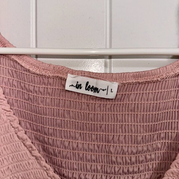 In Loom Blush Pink Smocked Flutter Sleeve Maxi Dress - Size L - Picture 3 of 4